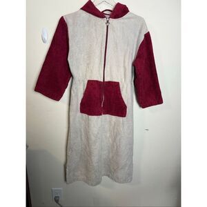 KIWI Girls Hooded Long Sleeve Cotton Terry Grey Bathrobe – with Zipper 14/16 Poc